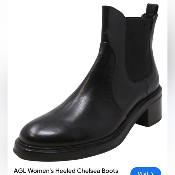 AGL Leather Chelsea Heeled Ankle Boot Western Combat Block Heel Bootie 40 - Picture 8 of 8
